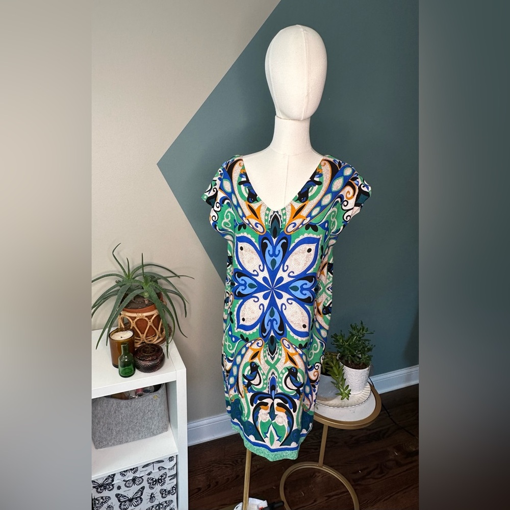 Maeve Folksong Shift Dress XS Anthropologie Bohemian Bird Print Lined EUC - Picture 2 of 11